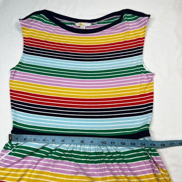 Boden Eleanor Rainbow Striped Midi Dress Sleeveless Boatneck Colorful Jersey 8 L - Picture 8 of 14